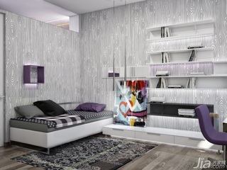 简约风格公寓可爱140平米以上卧室卧室背景墙床图片