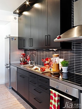 北欧风格二居室黑色60平米厨房橱柜设计
