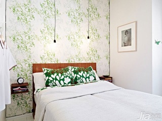北欧风格二居室小清新白色60平米卧室卧室背景墙床效果图