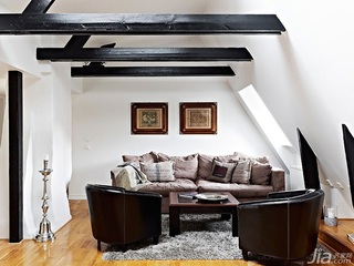 北欧风格公寓白色70平米客厅吊顶沙发图片