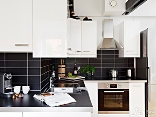 北欧风格公寓时尚黑白70平米厨房橱柜设计图