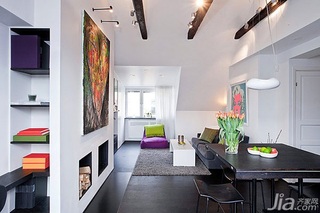 北欧风格一居室50平米客厅客厅隔断餐桌图片