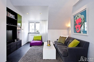 北欧风格一居室简洁50平米客厅沙发背景墙电视柜图片