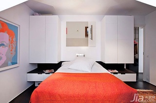 北欧风格一居室时尚50平米卧室卧室背景墙床图片