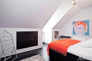 北欧风格一居室白色50平米卧室卧室背景墙床图片