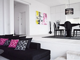 简约风格公寓黑白70平米客厅餐桌图片