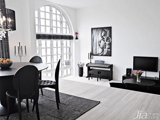 简约风格公寓黑白70平米餐桌效果图