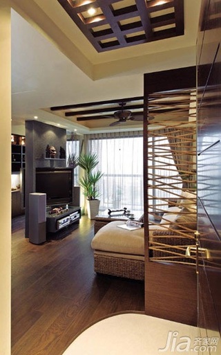 东南亚风格公寓110平米客厅隔断设计图纸