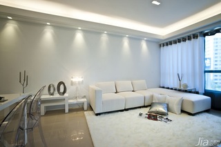 小户型简洁白色客厅背景墙沙发效果图