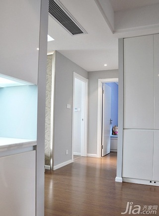 简约风格三居室简洁白色110平米过道婚房设计图纸