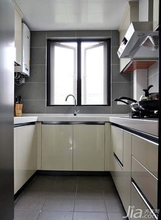 简约风格三居室白色110平米厨房橱柜婚房家装图片