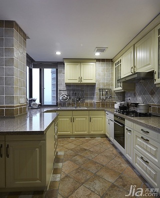 美式乡村风格跃层米色豪华型140平米以上厨房橱柜图片