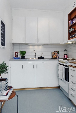 北欧风格小户型简洁白色40平米厨房橱柜设计图纸