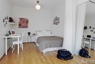 北欧风格小户型温馨40平米卧室背景墙床效果图