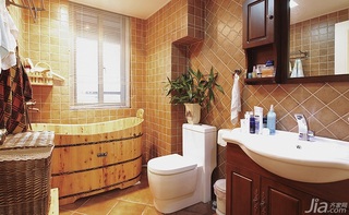 美式乡村风格三居室温馨120平米主卫洗手台图片