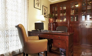 美式乡村风格三居室120平米书房书桌图片