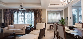 美式风格三居室富裕型客厅窗帘效果图