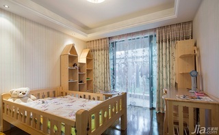 美式风格三居室原木色富裕型儿童房窗帘效果图