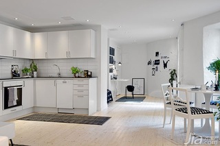北欧风格小户型简洁白色50平米厨房橱柜定制