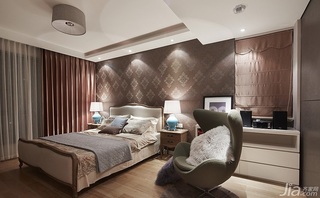 简约风格二居室富裕型卧室卧室背景墙床效果图
