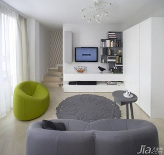简约风格公寓时尚灰色60平米客厅电视背景墙沙发效果图