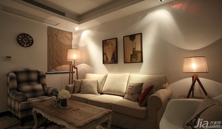 美式乡村风格二居室90平米客厅沙发图片