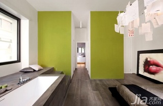 简约风格公寓时尚绿色经济型卧室床效果图