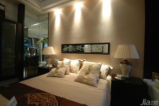 中式风格三居室温馨富裕型卧室卧室背景墙床图片