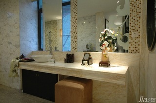 中式风格三居室简洁暖色调富裕型卫生间洗手台图片