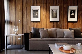 简约风格二居室原木色经济型客厅背景墙沙发效果图