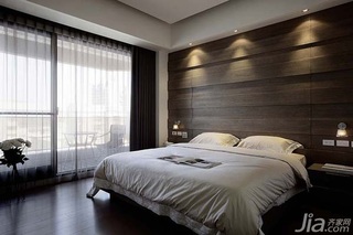 简约风格二居室稳重原木色经济型卧室卧室背景墙床图片