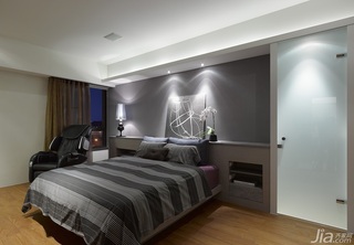简约风格一居室稳重灰色经济型卧室卧室背景墙床效果图