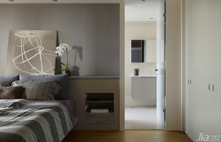 简约风格一居室冷色调经济型卧室卧室背景墙床效果图