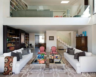 欧式风格公寓小清新经济型客厅楼梯沙发图片