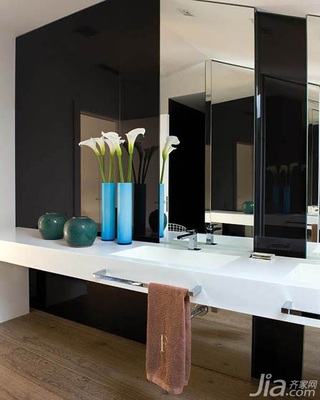 欧式风格公寓简洁黑白经济型主卫洗手台图片