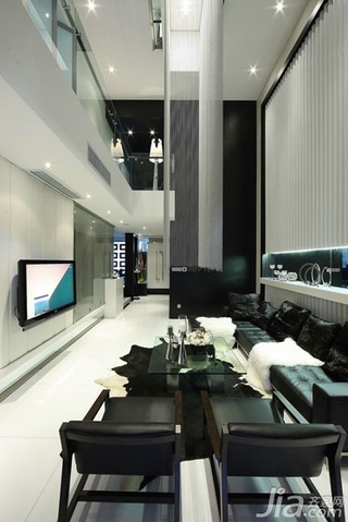 简约风格复式大气黑白富裕型客厅电视背景墙沙发图片