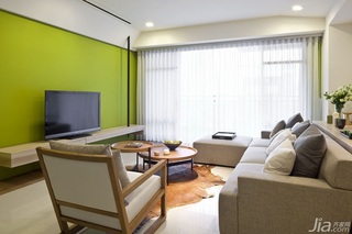 简约风格二居室小清新绿色经济型客厅背景墙沙发效果图