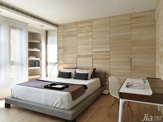简约风格二居室温馨原木色经济型卧室卧室背景墙床效果图