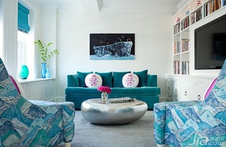 混搭风格二居室艺术绿色客厅沙发图片