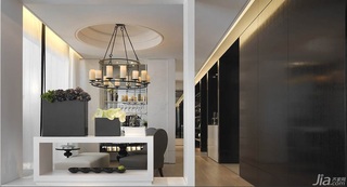 中式风格三居室简洁黑白经济型客厅过道设计图