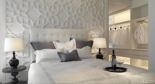 中式风格三居室古典白色经济型卧室卧室背景墙床图片