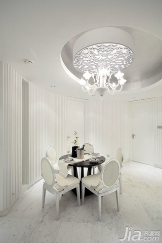 二居室简洁白色富裕型餐厅餐桌图片