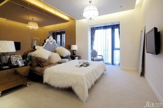 二居室温馨富裕型卧室卧室背景墙床图片