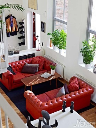 公寓温馨红色经济型80平米客厅沙发图片