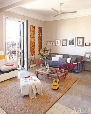 简约风格一居室小清新灰色客厅沙发效果图