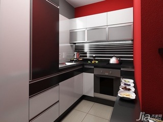 简约风格小户型实用红色厨房橱柜设计