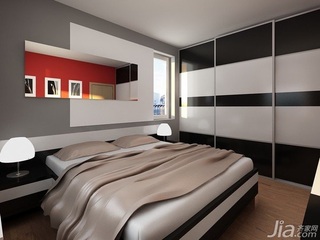 简约风格小户型浪漫黑白卧室卧室背景墙床图片