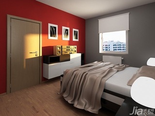 简约风格小户型红色卧室卧室背景墙床图片