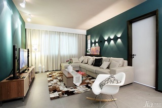 北欧风格三居室温馨绿色110平米客厅背景墙沙发效果图