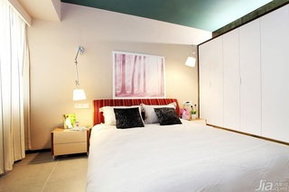 北欧风格三居室白色110平米卧室卧室背景墙床图片